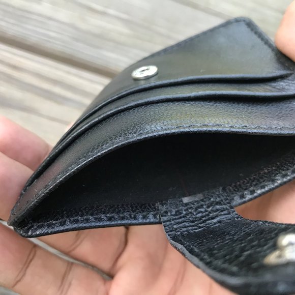 Handmade Card Holder Black Genuine Leather Mini Pu - Picture 7 of 10